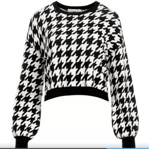Alice + Olivia Cropped Houndstooth Sweater Size Medium